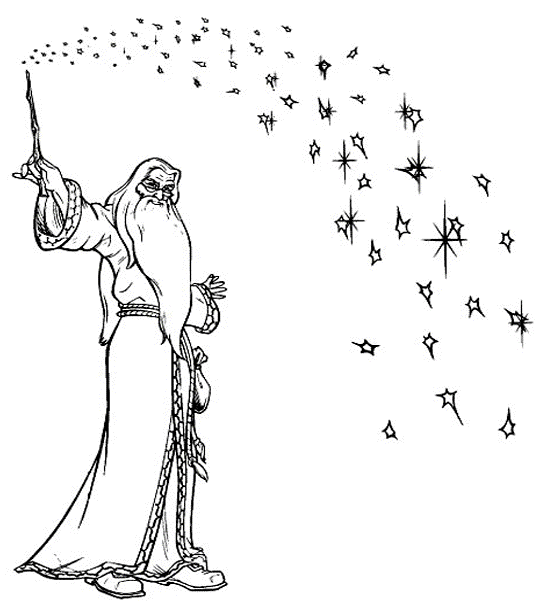 coloriage Dumbledore albus lance un sort